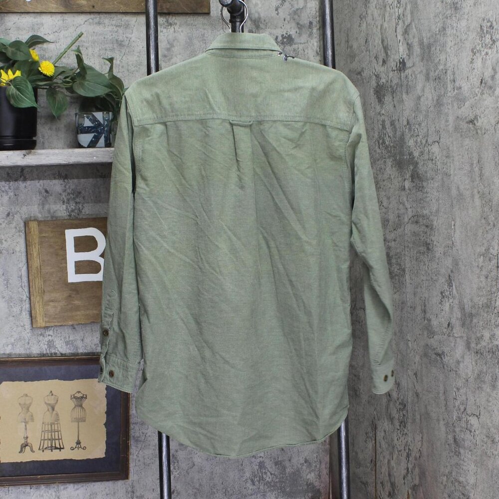 Woolrich Mens Vintage Long Sleeve Cotton Button Up Shirt Green M - Picture 2 of 7